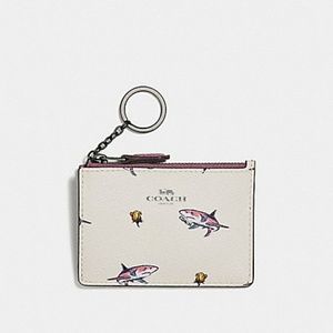 NWT COACH Mini ID Skinny with Shark Rose Print